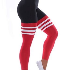 Bombshell Sportswear Red and Black sock leggings - S